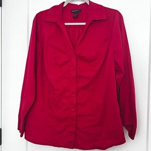 Lane Bryant Women's Vibrant Red Button-Down Shirt